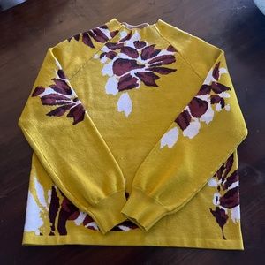Mustard color with flowers sweater